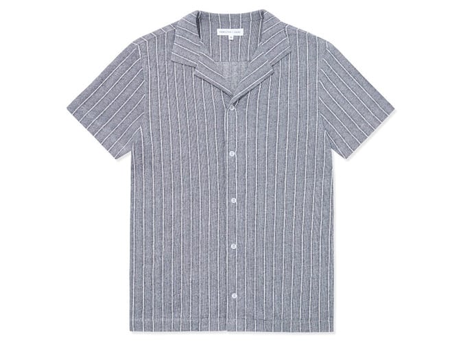Hamilton And Hare Decking Stripe Open Collar Shirt