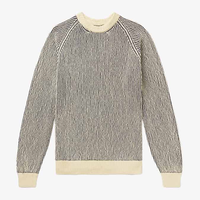MR P. Striped Ribbed Cotton-Blend Sweater