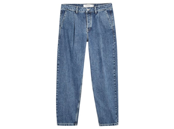 Topman Mid Wash Pleated Jeans