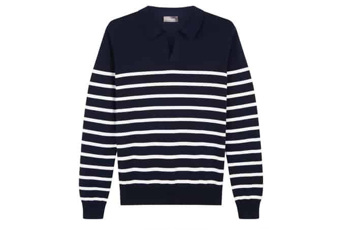 OPEN COLLAR BRETON STRIPE SWEATER