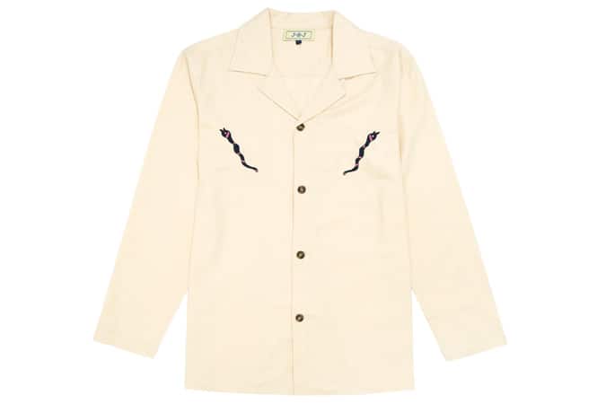 Embroidered Snake Camp Collar Shirt