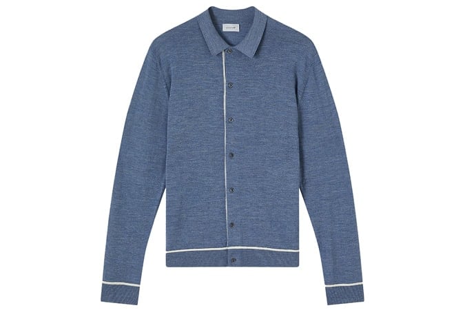 Jigsaw Carr Buttoned Merino Knit, Sky Blue