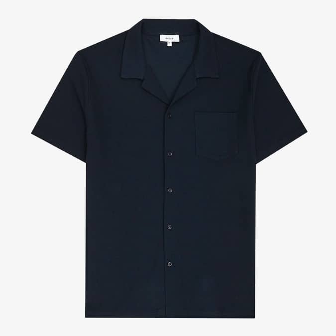 Reiss textured cuban collar shirt