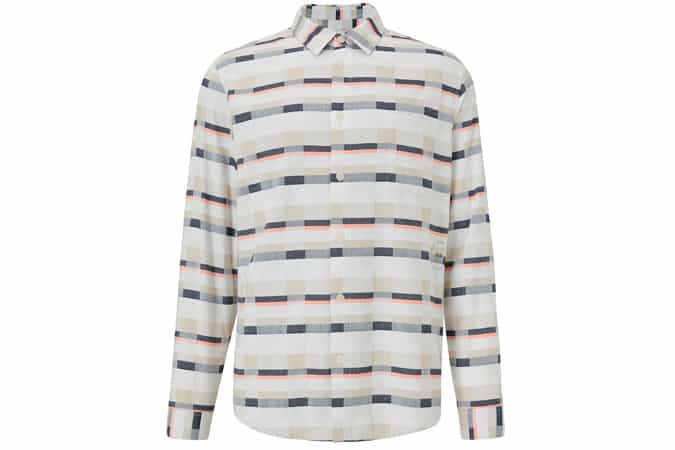It's All Good Folk Check Print Standard Fit Long Sleeve Shirt, Stone/Multi