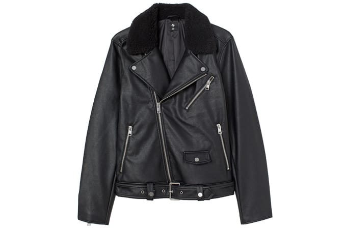 Pile-collared biker jacket