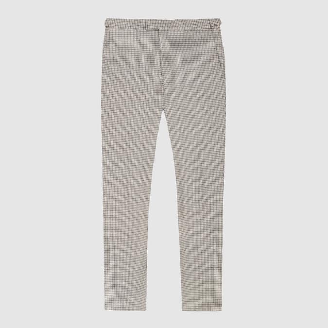BUTLER MICRO-CHECK SLIM FIT TROUSERS