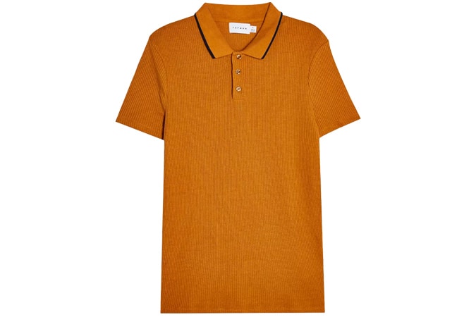 Brown Tipped Ribbed Short Sleeve Polo