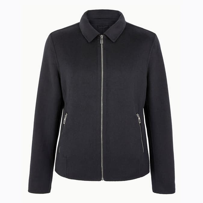 M&S COLLECTION Brushed Wool Harrington Jacket