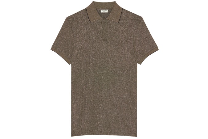 ysl POLO SHIRT IN RIBBED LAMÉ JERSEY JACQUARD