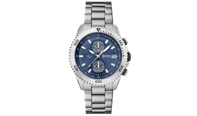 Chronograph watch with unidirectional dive bezel