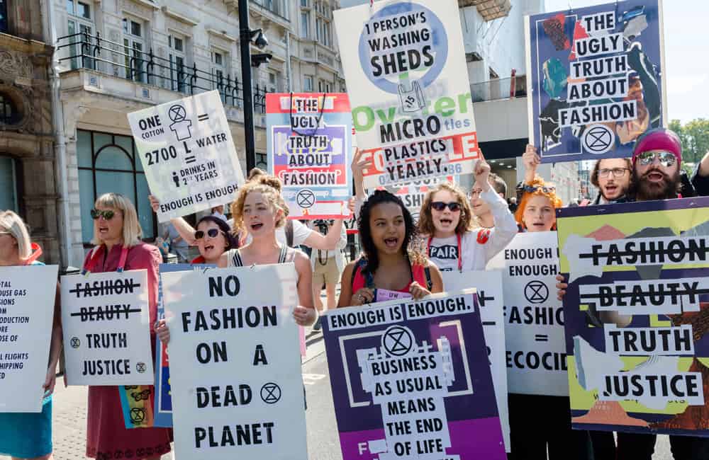 Extinction Rebellion Protest at London Fashion Week