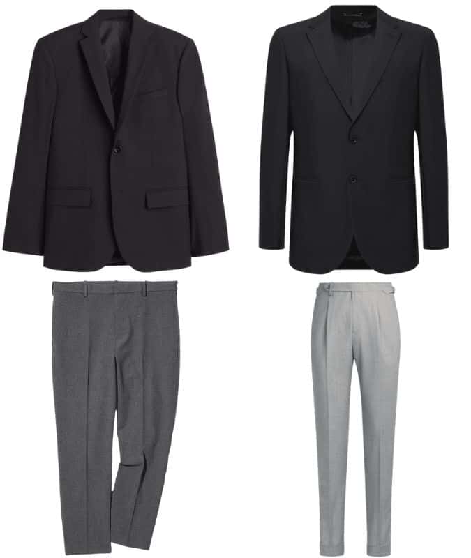 Black blazer and grey trousers outfits