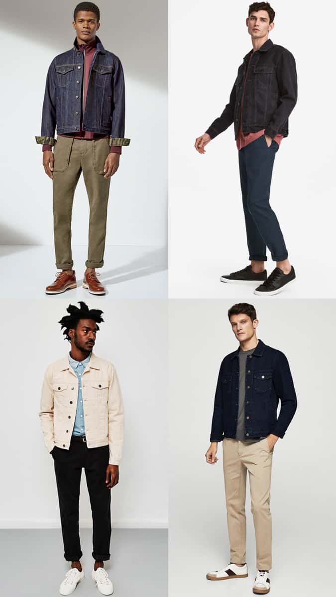 how to wear a denim jacket with chinos 