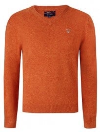 Gant Lambswool V-neck Jumper Orange