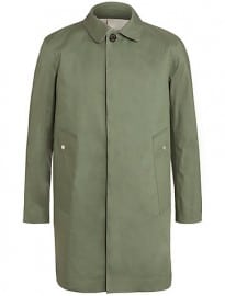 Hancock Vulcanised Rubber Coated Cotton Rain Mac olive