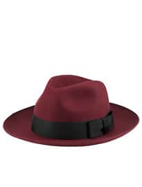 Christys Grosvenor Wide Brim Wool Fedora Hat Maroon