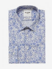 Ben Sherman Floral Print Long Sleeve Shirt Royal Blue