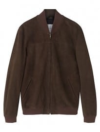 Jigsaw Suede Bomber Jacket Khaki