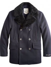 Private White V.c. Shearling Collar Pea Coat