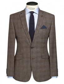 John Lewis Subtle Check Tailored Blazer Fawn