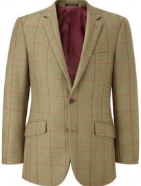 Austin Reed Contemporary Fit Green Rust Check Jacket