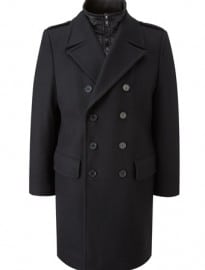 Austin Reed Black Zip Out Wool Coat