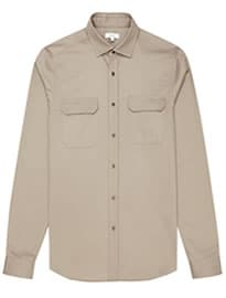 Reiss Mason Twill Overshirt Stone