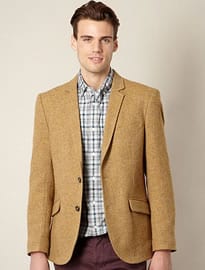 Designer Mustard Herringbone Wool Blend Blazer