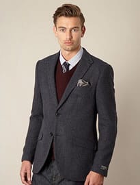 Designer Navy Ruskin Herringbone Blazer