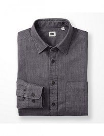 Uniqlo Men Denim Long Sleeve Shirt