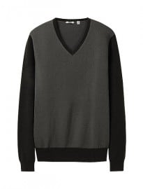Uniqlo Men Cashmere V Neck Sweater Colour Block