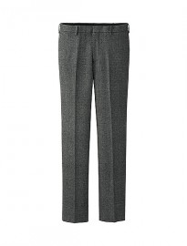 Uniqlo Men Wool Blended Slim Fit Flat Front Trousers