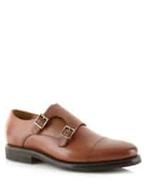Designer Tan Leather Double Buckle Shoes
