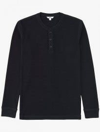 Uniqlo Men Waffle Henley Neck Long Sleeve T-shirt