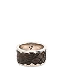 Seven London Leather-detail Silver Band Ring