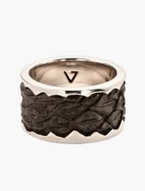 Seven London Leather-detail Silver Band Ring
