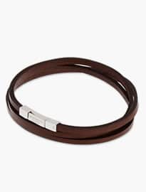 Tateossian Tat Sq Lthr Dbl Wrap Sml Click