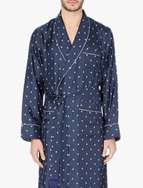 Derek Rose Otis Fleur-de-lis Silk Dressing Gown