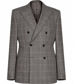 Reiss Derby Double Breasted Window Pane Blazer Grey
