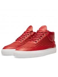 Filling Pieces Mid Top Sneaker Red Woven