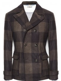 He By Mango Check Wool-blend Peacoat