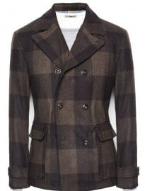 He By Mango Check Wool-blend Peacoat