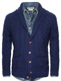 He By Mango Shawl Collar Cable-knit Cardigan