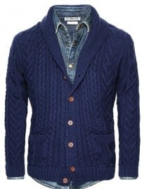 He By Mango Shawl Collar Cable-knit Cardigan