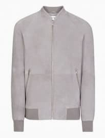 Reiss Toulon Suede Bomber Jacket Grey