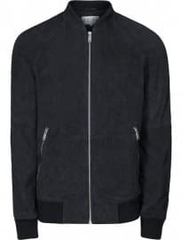 Reiss Toulon Suede Bomber Jacket Navy