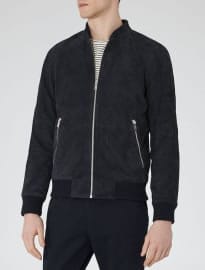 Reiss Toulon Suede Bomber Jacket Navy