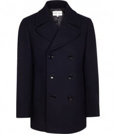 Reiss Emperor Wool Blend Pea Coat Navy