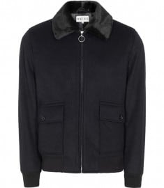 Reiss River Jacket With Faux Fur Collar Navy