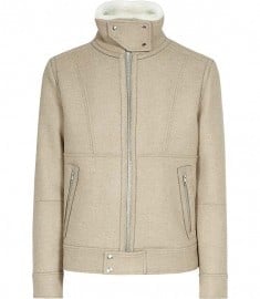 Reiss Ripley Funnel Collar Lined Jacket Sand